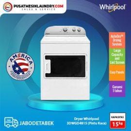 Whirlpool Mesin Pengering Gas 15kg Pintu Kaca Jumbo 3DWGD4815