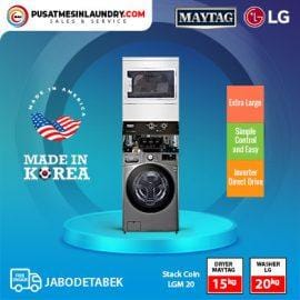 Stacked Coin Washer LG 20 Kg & Dryer Maytag 15 Kg LGM-20