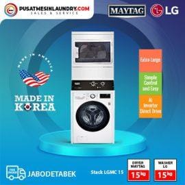 Stacked Washer LG 15 Kg & Dryer Maytag 15 Kg