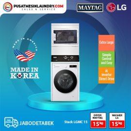Stack Washer LG 15 Kg - Dryer Maytag 15 Kg