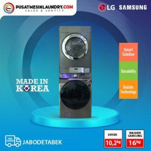 Stacked Washer Samsung 16 Kg & Dryer LG Giant Max (Stacked SLG16)